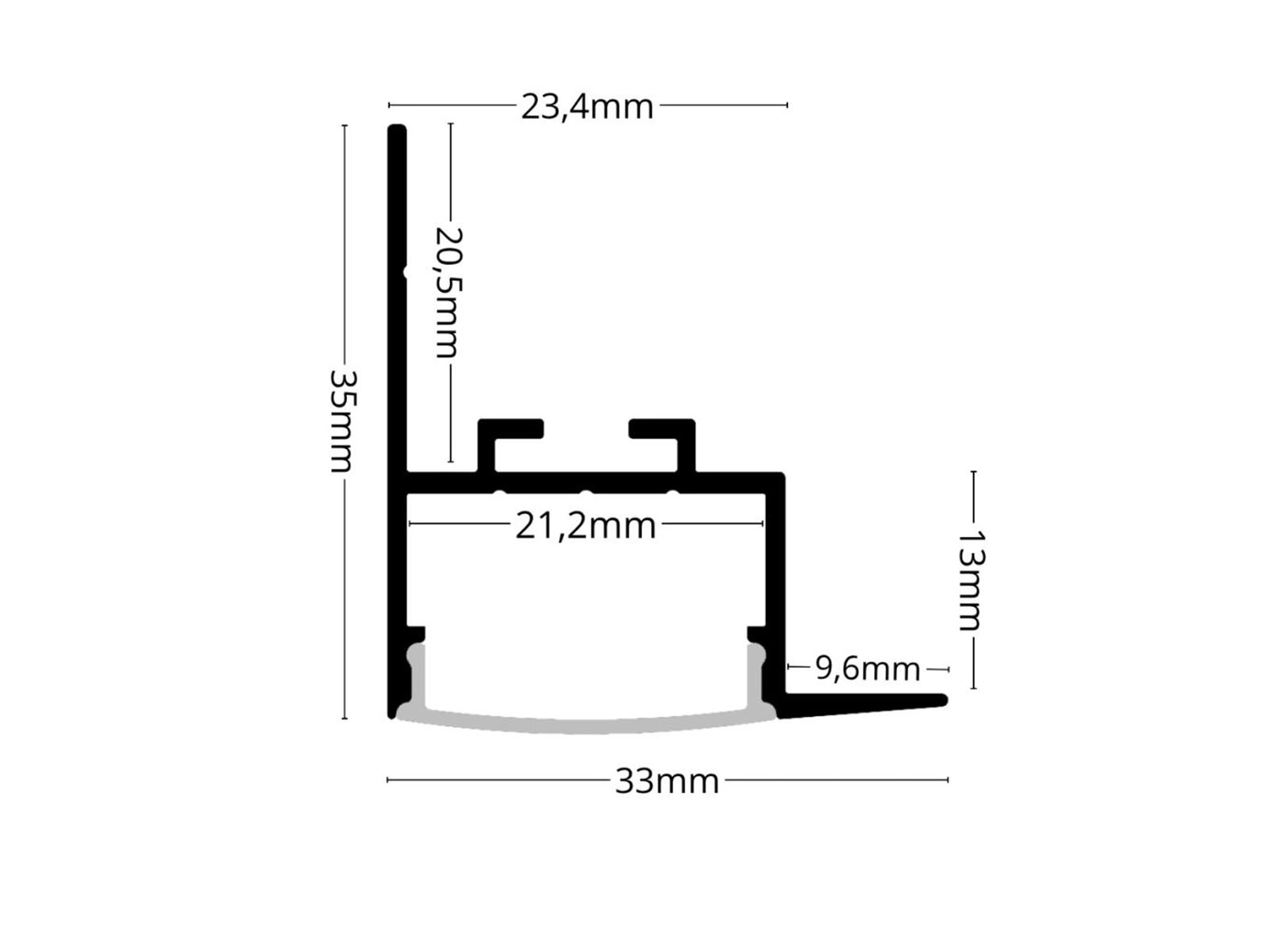 ALP-032 Ezüst - Gipszkartonba süllyeszthető alu profil LED szalaghoz (Átlátszó búrával) - Image 3