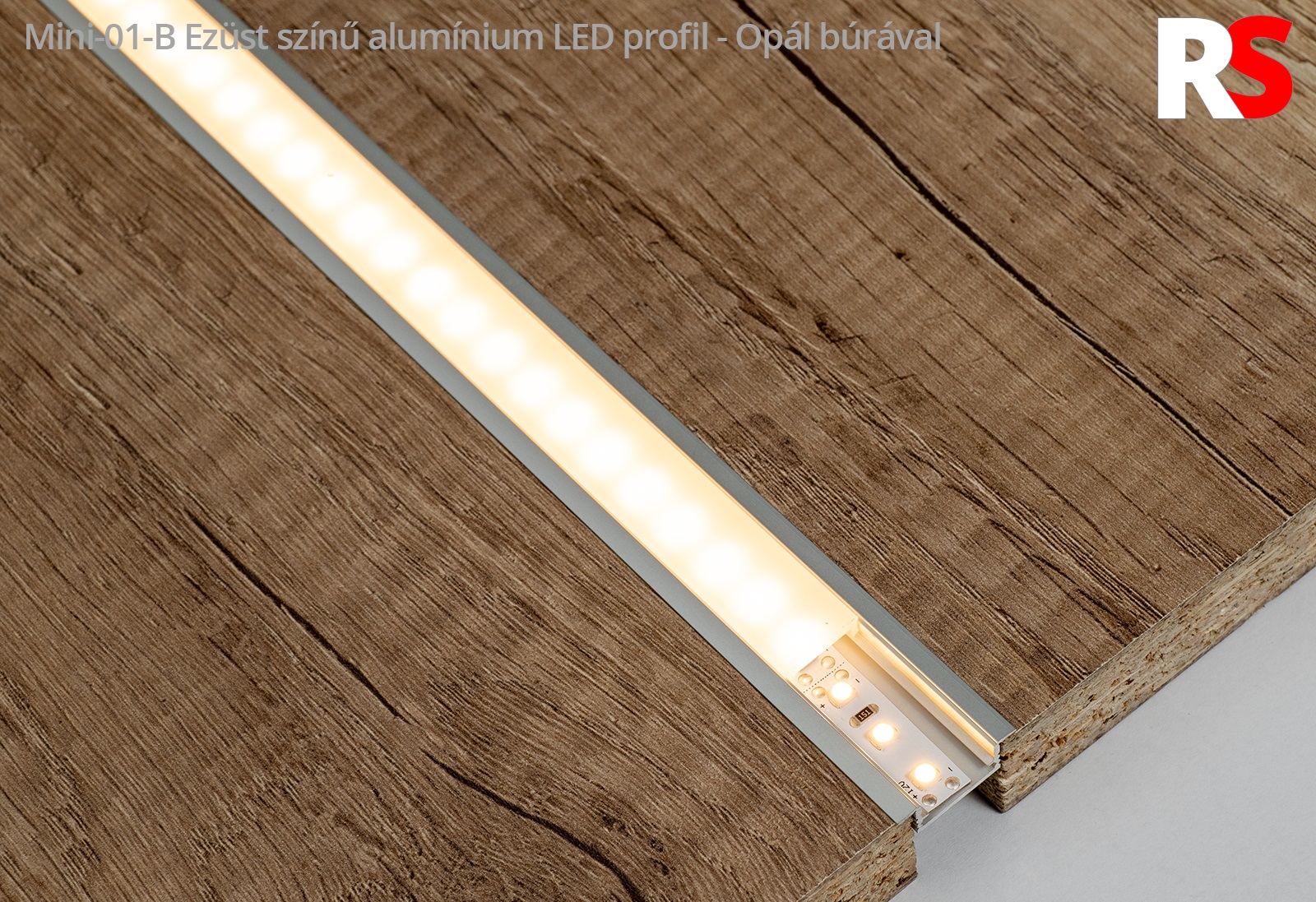 MINI-01-B - Alumínium profil (süllyeszthető) LED szalaghoz (Opál PVC búrával)